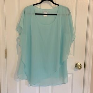 Creation Semi-Sheer Mint multi layer blouse Size 16